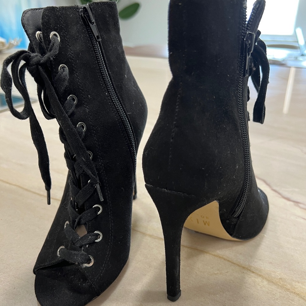 High Heel Suede Lace Up Ankle Boots